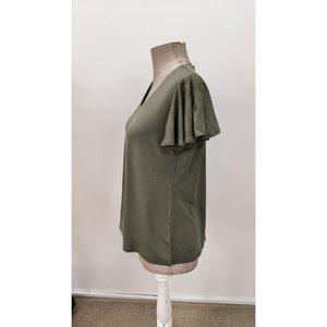 Chemisier en viscose à manches courtes et col en V pour femme, 31379 - Vert - Product Image 5