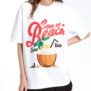 Camiseta de Mujer al por Mayor Premium de 240 GSM 100% Algodón, Hecha a Medida, Hombros Caídos, Estampado Gráfico, Opciones Multicolores - Product Image 1