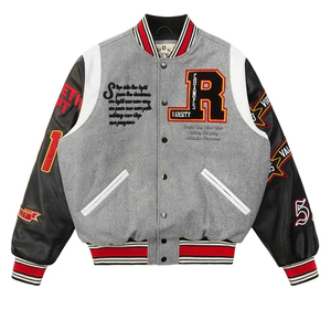 Chaqueta universitaria con logotipo personalizado, chaqueta de béisbol universitaria para hombre, chaqueta con mangas de cuero bordadas, chaqueta con letras de piloto para hombre - Product Image 6