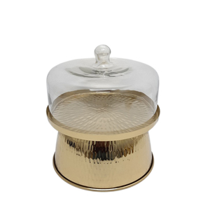 Hot Selling <b>Wooden</b> Cake Plate With Glass Dome Walnut and Smoke <b>Colour</b> for Kitchen & Table Top Decorative - Product Image 2