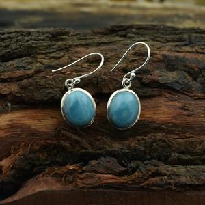 Pendientes colgantes de diseñador de alta calidad estampados 925, joyería de Plata de Ley 925, pendientes de Larimar con piedras preciosas hechas a mano - Product Image 3