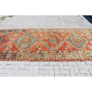 Alfombra de 4.8x12.5 pies, Alfombra Turca Vintage, Alfombra de Lana Roja - Product Image 3