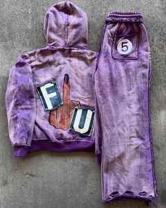 Conjunto Deportivo para Hombre con Capucha y Pantalones con Cierre, Lavado Ácido, Bordado Aplicado, OEM - Product Image 2