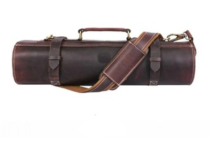 กระเป๋าม้วนมีดเชฟหนังสีน้ำตาลวินเทจทำด้วยมือ LKR-0065พรีเมียมปรับแต่งได้ OEM สำหรับเชฟ - Product Image 2