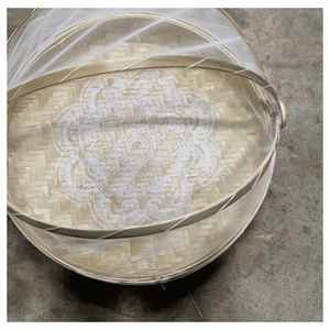 Bamboo Winnowing <b>Tray</b> with Net Bamboo <b>tray</b> with net cover for drying noodles vegetables and home <b>kitchen</b> use Vietnam - Product Image 6