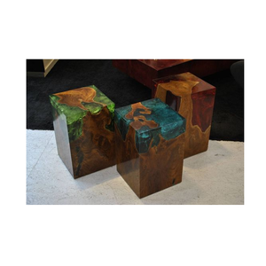 Taburete de madera y resina de la mejor calidad, artesanías naturales, taburetes de madera y resina, decoración de muebles antiguos - Product Image 2