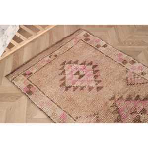 Vintage Turkish Rug 2.8x10.4 ft (84x316 cm), Herki <b>Brown</b> <b>Wool</b> Rug - Product Image 4