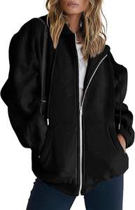 Sweat à capuche zippé en polaire pour femme, style urbain décontracté, 100 % coton, écologique, personnalisable OEM - Product Image 2