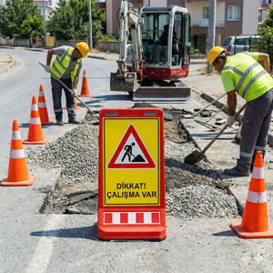 Señal de Advertencia Plegable de PVC de 90 cm para Seguridad Vial - Trabajo en Curso - Product Image 2