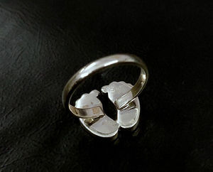 Bague pour femme en argent sterling 925 massif, base de bézel vierge avec empreinte de patte de bébé, plaquée or 14 carats, bijoux écologiques sans plomb ni nickel - Product Image 2