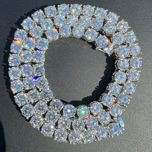 Top Trending 8mm VVS Moissanite Diamond <b>Tennis</b> <b>Necklace</b> With 925 <b>Silver</b> Bling Chain For Wedding Wear From Manufacturer Price - Product Image 1