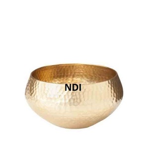 Bol de service à salade en laiton fait à la main de grande capacité, forme arrondie, snacks aux fruits, bol de service pour table à manger - Product Image 1