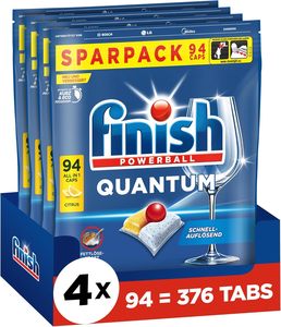 Tablettes lave-vaisselle Finish Quantum Citrus - Tablettes lave-vaisselle pour un nettoyage puissant, pack économique avec 376 tablettes (4 x 94 tablettes) - Product Image 1