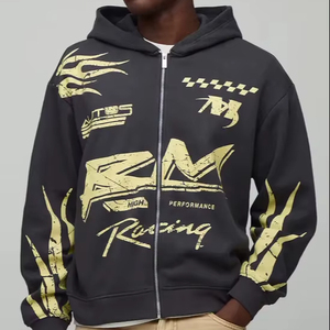 Sweat à capuche imprimé pour homme, gris vieilli, brodé, motifs personnalisés, collection 2025, coupe oversize, streetwear, hip-hop, décontracté, hiver - Product Image 1