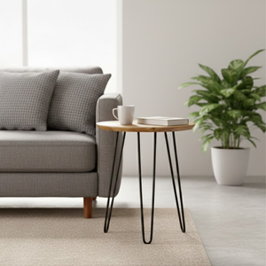 Denver Side Table Natural | Solid Wood Side Table | Natural Wood Top | Modern End Table for Living Room <b>Bedroom</b> Sofa Side - Product Image 1