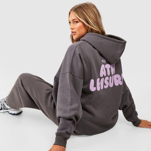 Ropa deportiva personalizada para mujer French Terry Jogger Conjunto de chándal de dos piezas Conjunto de pantalones de chándal y Sudadera con capucha para mujer - Product Image 2