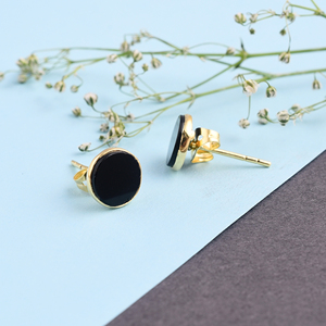 Natural Round Shape Black Onyx Stud Gemstone 925 Sterling Silver Stud <b>Earrings</b> Round Gemstone Stud Jewelry. - Product Image 3