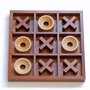 بيع بالجملة سعر الجملة الخشبي تيك تو تاك مجلس لعبة خشبية مصنوعة في الأماكن المغلقة ألعاب الطاولة للأطفال والكبار