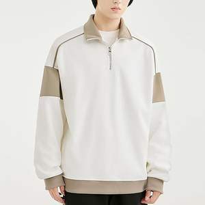 Jersey de hombre de algodón color bloque sudadera cuarto cremallera con mangas largas sueltas de punto trabajo estilo cargo - Product Image 5