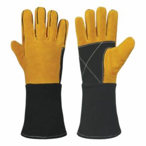 Gants en cuir de vachette robustes pour les travaux industriels de lutte contre l'incendie Protection des gants de soudage en cuir résistant à la chaleur pour les mains et les bras - Product Image 1
