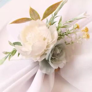Floral Napkin <b>Ring</b> Holder for Table Decor Serviette Accessory Wedding Events Parties Hotel Dining Also Used as <b>Curtain</b> Tie - Product Image 4