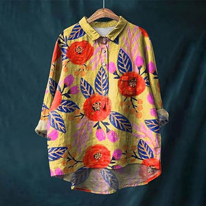 เสื้อเชิ้ตแขนยาวคอลเลคชั่นใหม่ ฤดูใบไม้ผลิ 2025: เสื้อเชิ้ตผู้หญิงสไตล์ฮาวาย พิมพ์ลายทันสมัยและอินเทรนด์ - Product Image 2