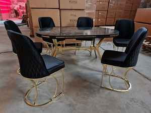 Ensemble de chaises de salle à manger modernes ergonomiques en métal et bois avec des caractéristiques réglables, légères et avec dossier pour hôtel, maison, salle à manger, salons - Product Image 6