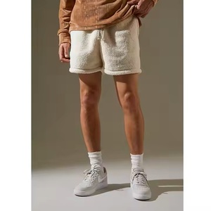 2025 Men's Summer Sherpa Fleece Board <b>Shorts</b> Casual Mid-Waist With Double Pockets Solid Pattern Painted <b>Decoration</b> Plain Dyed - Product Image 2