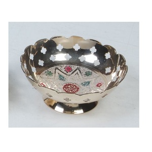 Bol à servir en chocolat aux fruits, fait à la main, incurvé, décoratif, en métal, avec finition noire - Product Image 6