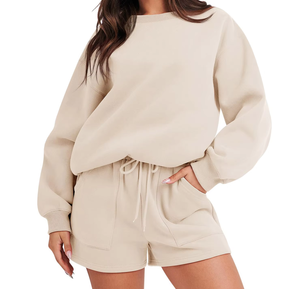 Conjunto Deportivo de Mujer en Tejido de Punto con Cuello Redondo, Sudadera Holgada de Manga Larga, Colección Casual de Invierno - Product Image 1