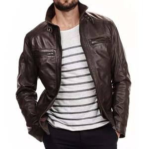 Veste en cuir de motard noir à la mode, vêtements pour hommes, veste en cuir véritable à la mode 2022 - Product Image 5