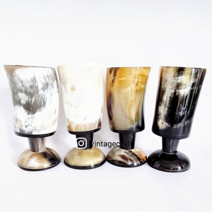 VINTAGE CRAFT Short Drinking <b>Mug</b> Natural Horn Carved Viking Theme Antique Style <b>Glass</b> Opener Jute Bag for Beer-Low Prices - Product Image 1