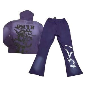 Imprimer bouffée ensembles empilés survêtements hommes deux pièces pantalons évasés ensembles sweats à capuche survêtements survêtements pour hommes - Product Image 4