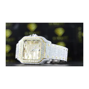Yeni varış elmas Quartz saat VVS Indian Moissanite elmas çivili otomatik İzle hint tedarikçisi