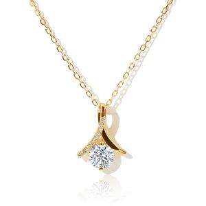 Modern 1 Carat Brilliant Cut Solitaire Pendant <b>Necklaces</b> D VVS1 Moissanite Flowing Design 925 <b>Sterling</b> <b>Silver</b> Multi-color Link - Product Image 2