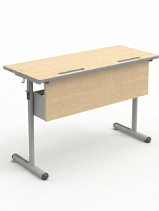 ARSU Best Sell Modern T Leg Double Student <b>Desk</b> Melamine Top Powder Coated Metal Frame Pencil Groove Bag Hook School Hotel Use - Product Image 2