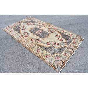 Clásico Beige y marrón 5,5 X 9.2ft Vintage Alfombra de lana turca estilo Tabriz diseño de retazos respaldo de látex para cabecera adolescente - Product Image 2