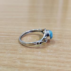 Bague de collection en argent sterling 925 avec pierre ronde Larimar, unisexe, pour mariage, anniversaire, fête - Product Image 3