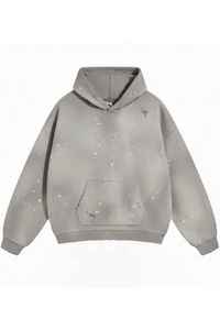 Sweat-shirt surdimensionné vintage en gros, lavage à l'acide, peinture éclaboussée, poids lourd, pour hommes |   Sweat-shirt à capuche sans cordon de serrage Streetwear - Product Image 2