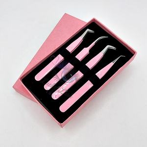 Juego de Pinzas para Extensión de Pestañas de Acero Inoxidable Rosa Bebé Personalizadas con Punta Puntiaguda, Etiqueta Personalizada y Agarre Fuerte - Product Image 5