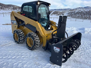 2017 Caterpillar 236D Skid Steer Loader 74HP Compact <b>Wheel</b> Loader with front mount snow blower For Sale - Product Image 2