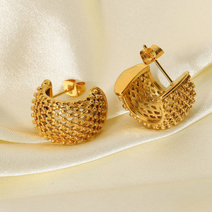 Quantité minimale de commande bas 10 pièces en gros grand plaqué or c anti-ternissement boucles d'oreilles de mode en acier inoxydable - Product Image 5