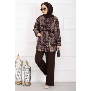 Traje de Chaqueta con Estampado Étnico y Decoración de Botones - Product Image 3