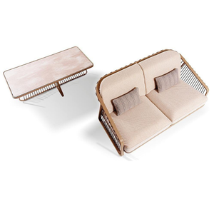 Canapé de jardin haut de gamme, design minimaliste, avec tissu tissé et structure en teck, pour la décoration de meubles de maison - Product Image 5