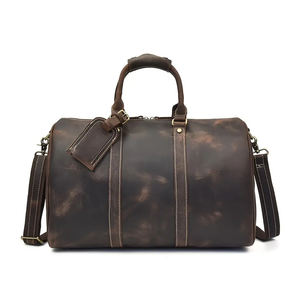 Sac de sport en cuir véritable de haute qualité pour hommes compartiment à chaussures Logo imprimé personnalisé quantité minimale de commande bas échantillon gratuit bon marché à la mode - Product Image 2