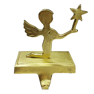 Corazón hecho a mano en corazón Ángel Soporte de medias de metal Gancho de metal Fieltro y calcetines con acabado dorado Soporte de medias de doble corazón - Product Image 5