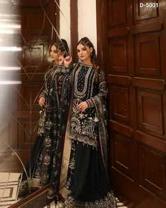 Vêtement ethnique indien en faux georgette lourd avec broderie lourde, travail de séquence, travail de rivets et de perles, costume salwar kameez avec dupatta - Product Image 6