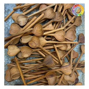 Juego de utensilios de cocina de madera de acacia, cuchara de cocina con mango largo, cuchillo y tenedor de madera de abedul, cuchara de cubiertos de madera de teca natural - Product Image 2