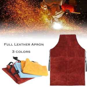 Welding Workshop <b>Leather</b> <b>Apron</b> Pockets Adjustable Heat Fire Resistant Eco-friendly Customizable Safety Feature - Product Image 1