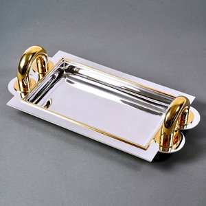 Bandeja de Frutas Art Deco Modernista, Acero Plateado y Vermel Z U, Artesanía, Regreso a Clases - Product Image 1